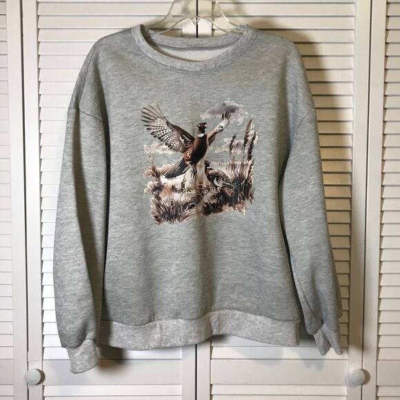 Shein Pheasant Bird Wilderness Scene Sweatshirt XL - Picture 1 of 7